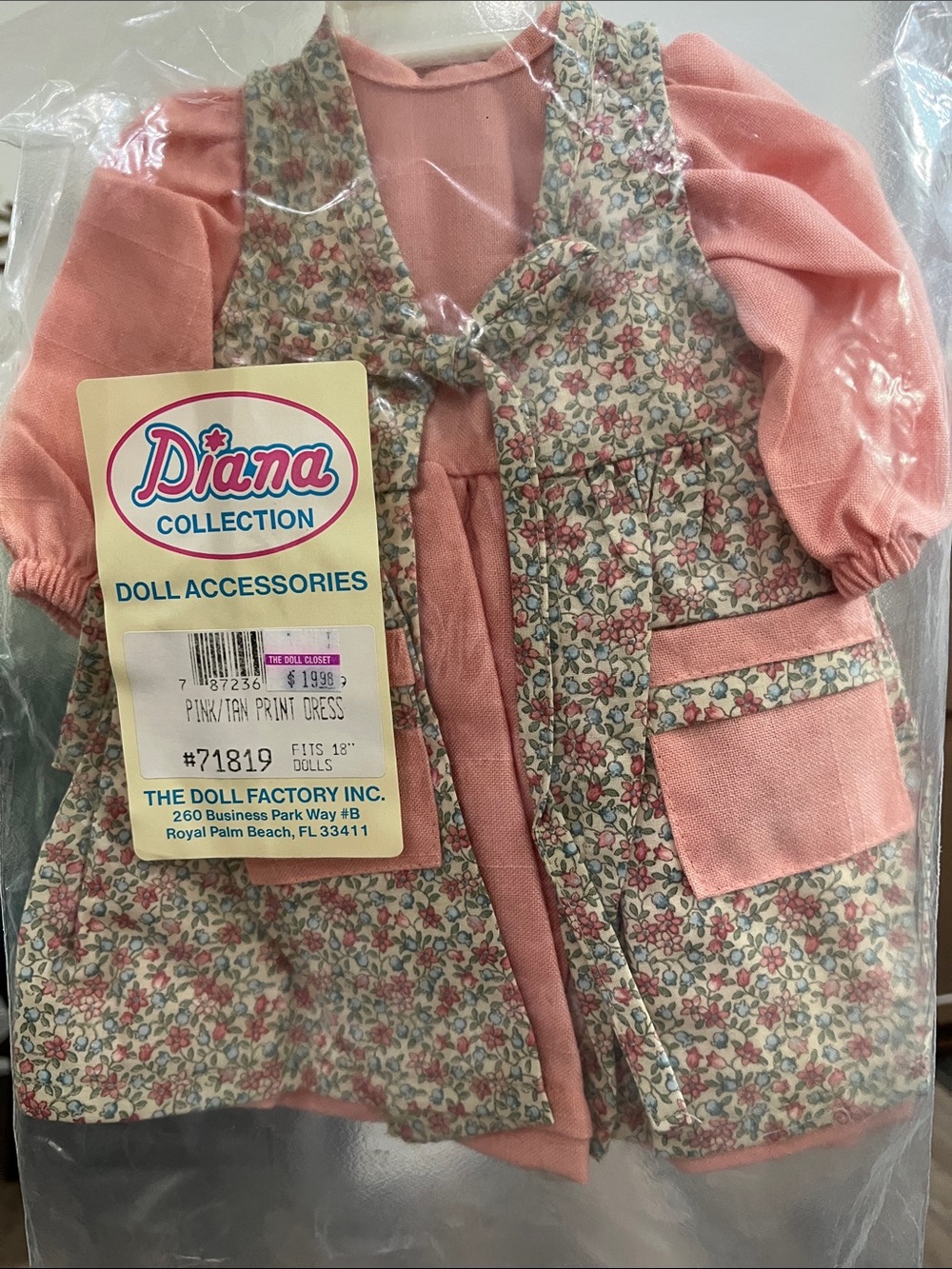 New Pink Floral Doll Dress and Vest Set Fits American Girl Dolls and 18” Dolls